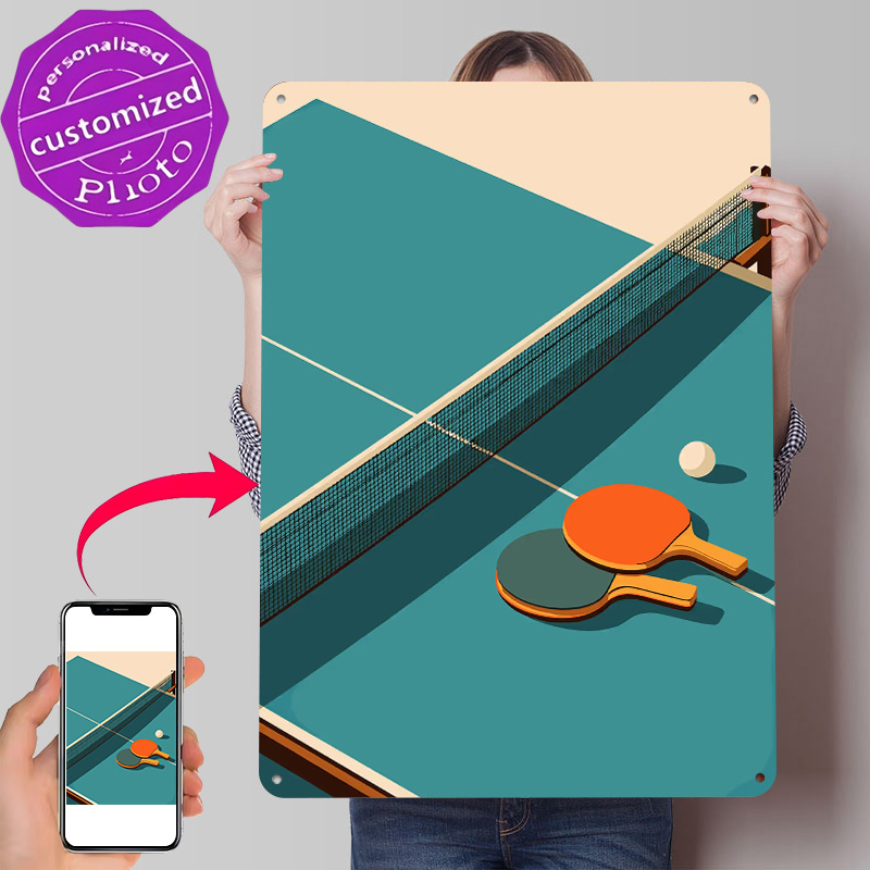 Table Tennis Illustration - Affiche Métallique 3D Texturée Illustration Nature