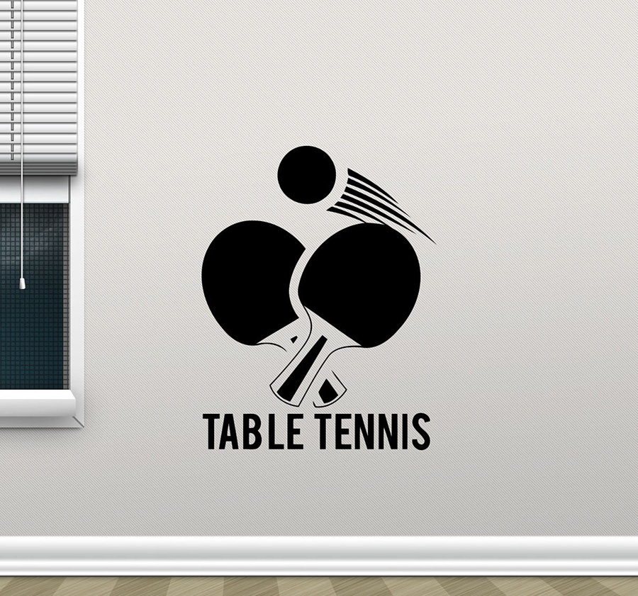 Table Tennis Illustration - Autocollant Mural en vinyle pour Tennis